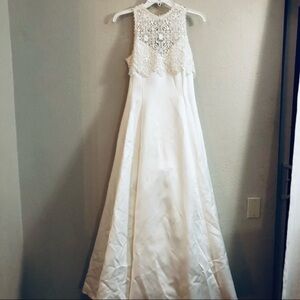 Jessica McClintock white halter lace wedding dress